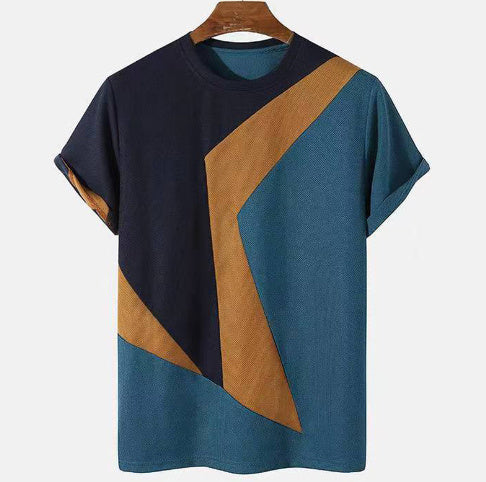 Striped 3D Printed Short Sleeve Knitted Mesh Top - ARCHSHOPE