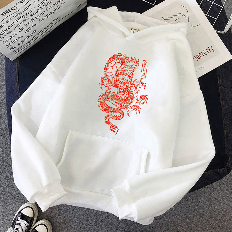 Hoodies Harajuku Vintage Dragon Pattern Printed Male Street Hoodies - ARCHSHOPE