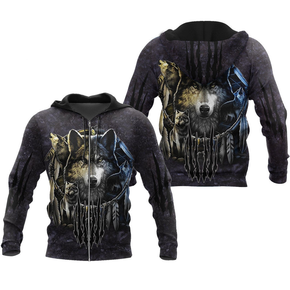 Darkness Dreamcatcher Wolf 3D Printed Men Hoodies Sweatshirt - ARCHSHOPE