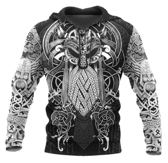 Viking Odin Best Viking Tattoo 3D Hoodies Men Women Hipster Streetwear Outfit - ARCHSHOPE