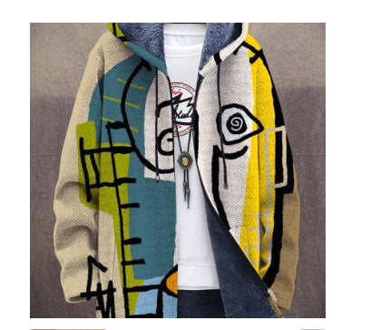 Casual Men's Zipper Hooded Cardigan Cotton-padded Jacket