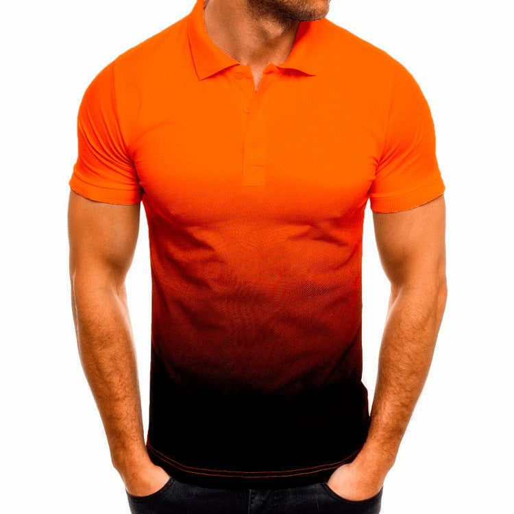 Slim-fit Gradient Print Short-sleeved Lapel Shirt Men's POLO Shirt - ARCHSHOPE