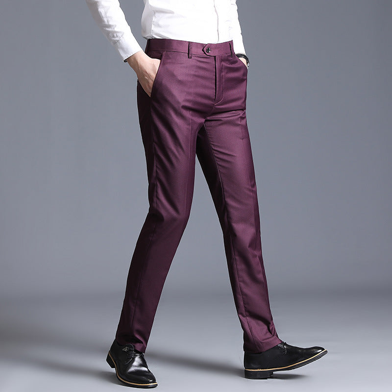 Slim Fit Gray Casual Straight Suit Pants