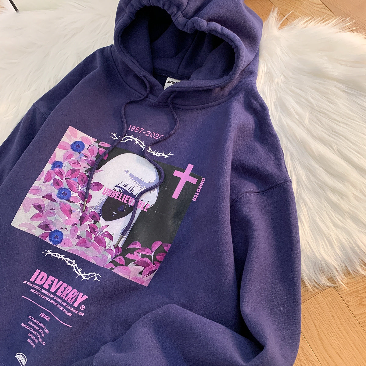 Jojo Has Been Waiting For The National Tide High Street Rose Girl Hooded Sweater For Men And Women Ins Tide Loose Printed Hoodies Couples - ARCHSHOPE