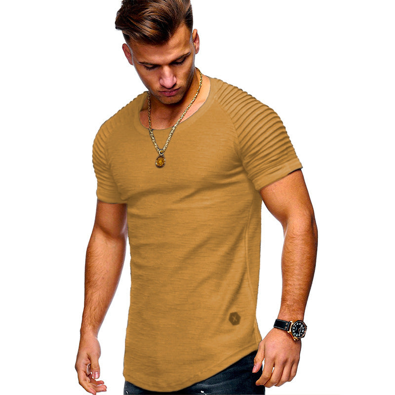 Men's Round Neck Slim Solid Color Short Sleeved T-shirt - ARCHSHOPE