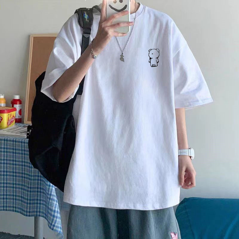 Cotton Short Sleeve Plus Size Loose Round Neck Print - ARCHSHOPE