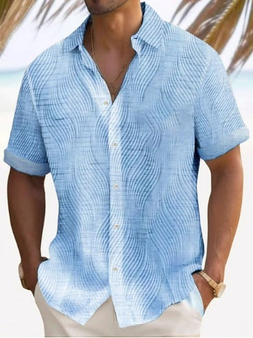 Beach Striped Shirt Short Sleeve Men