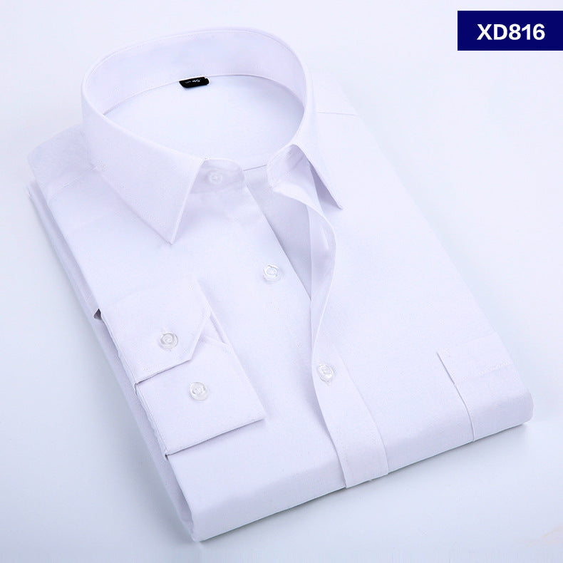 Men's White Long-sleeved Shirt, Tooling Fashion, Business, Professional Dress, Korean Style Shirt