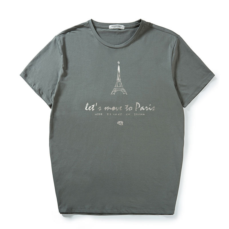 Eiffel Tower Printed T-Shirt Men's Loose Plus Size - ARCHSHOPE
