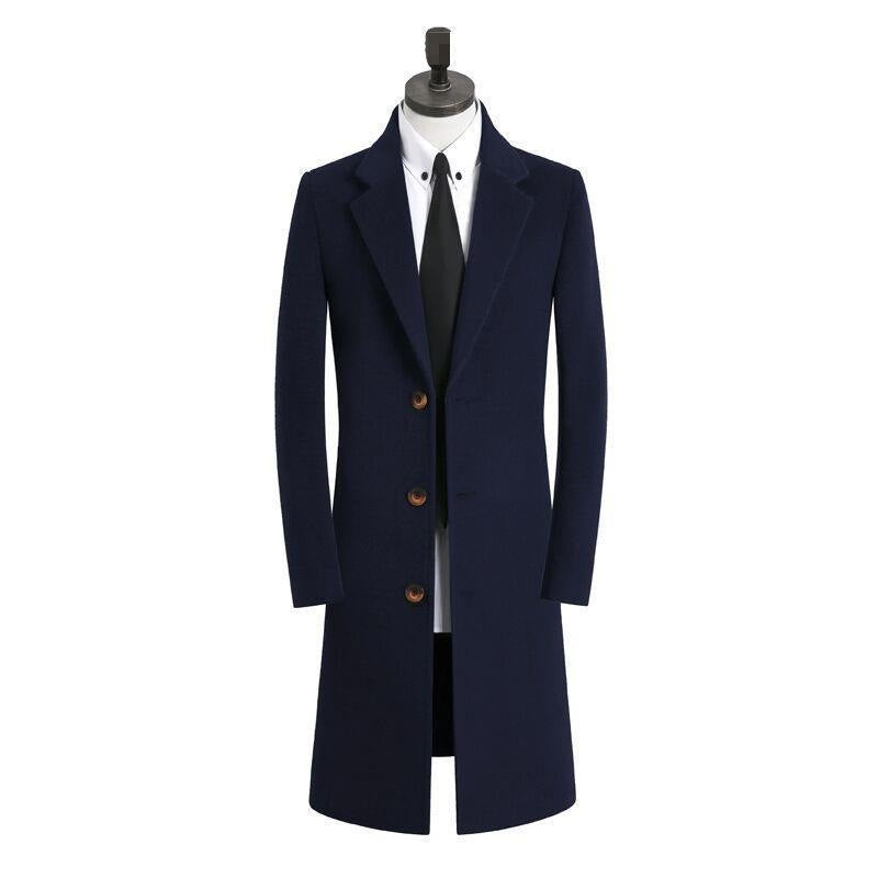 Men's Medium Long Woolen Coat
