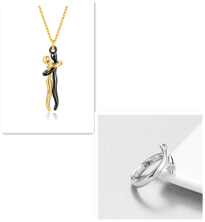 Love Hug Necklace Unisex Men Women Couple Jewelry Simple Temperament Clavicle Chain Valentines Day Lover Gift - ARCHSHOPE