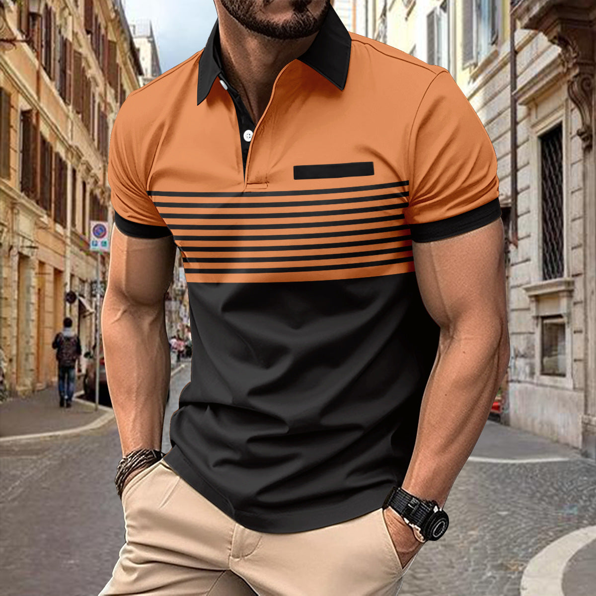 Casual Striped Shirt With Chest Pocket Men Clothing - ARCHSHOPE