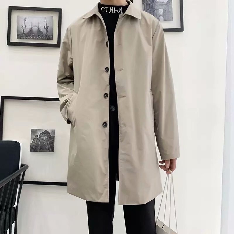 Trench Coat Men's Medium Length Spring And Autumn Leisure