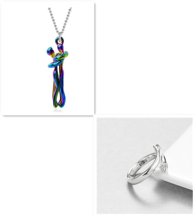 Love Hug Necklace Unisex Men Women Couple Jewelry Simple Temperament Clavicle Chain Valentines Day Lover Gift - ARCHSHOPE