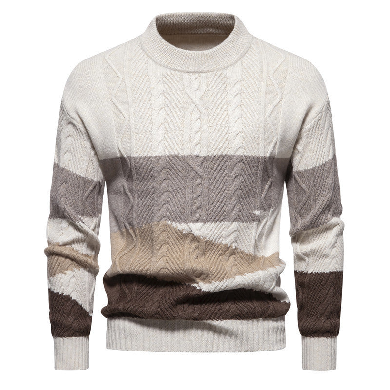 Pull col rond en tricot pour homme, style rétro américain, taille européenne, couleurs assorties, décontracté, automne et hiver