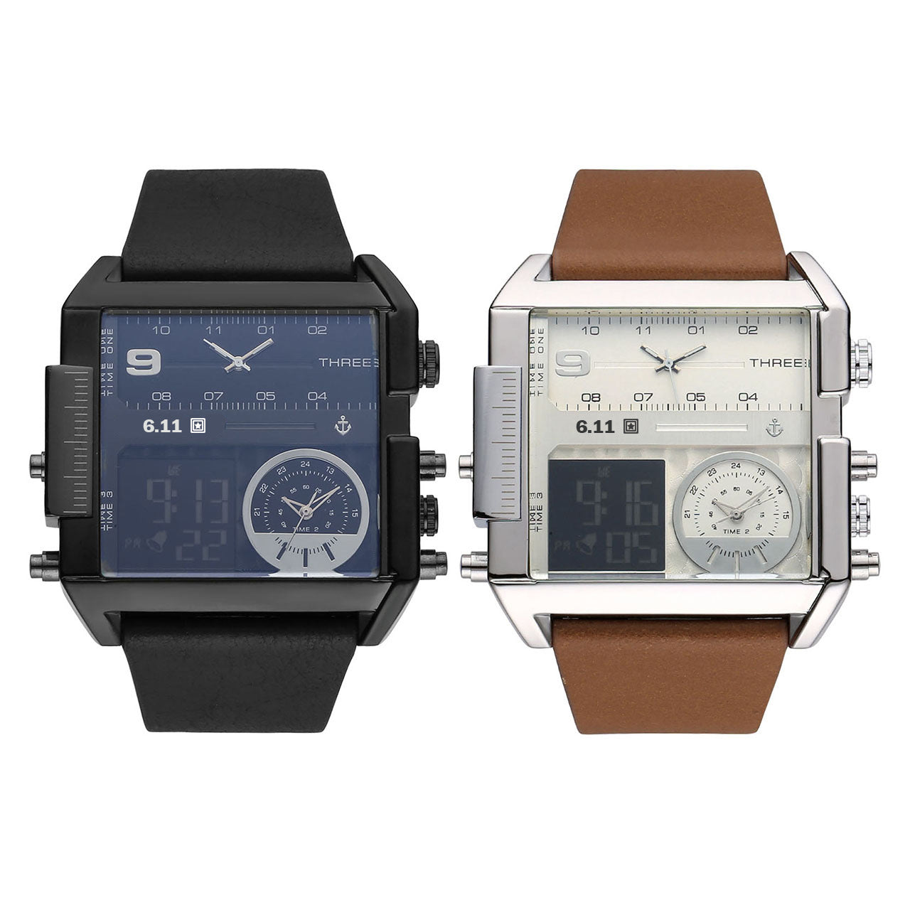 611 date 8145 countdown waterproof backlight luminous double display electronic watch - ARCHSHOPE