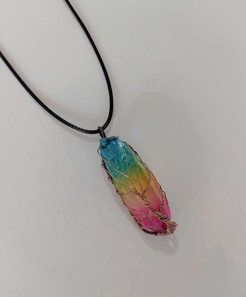 Hot Selling Stone Crystal Pillar Tree Of Life Pendant Ins Fashion Necklace - ARCHSHOPE
