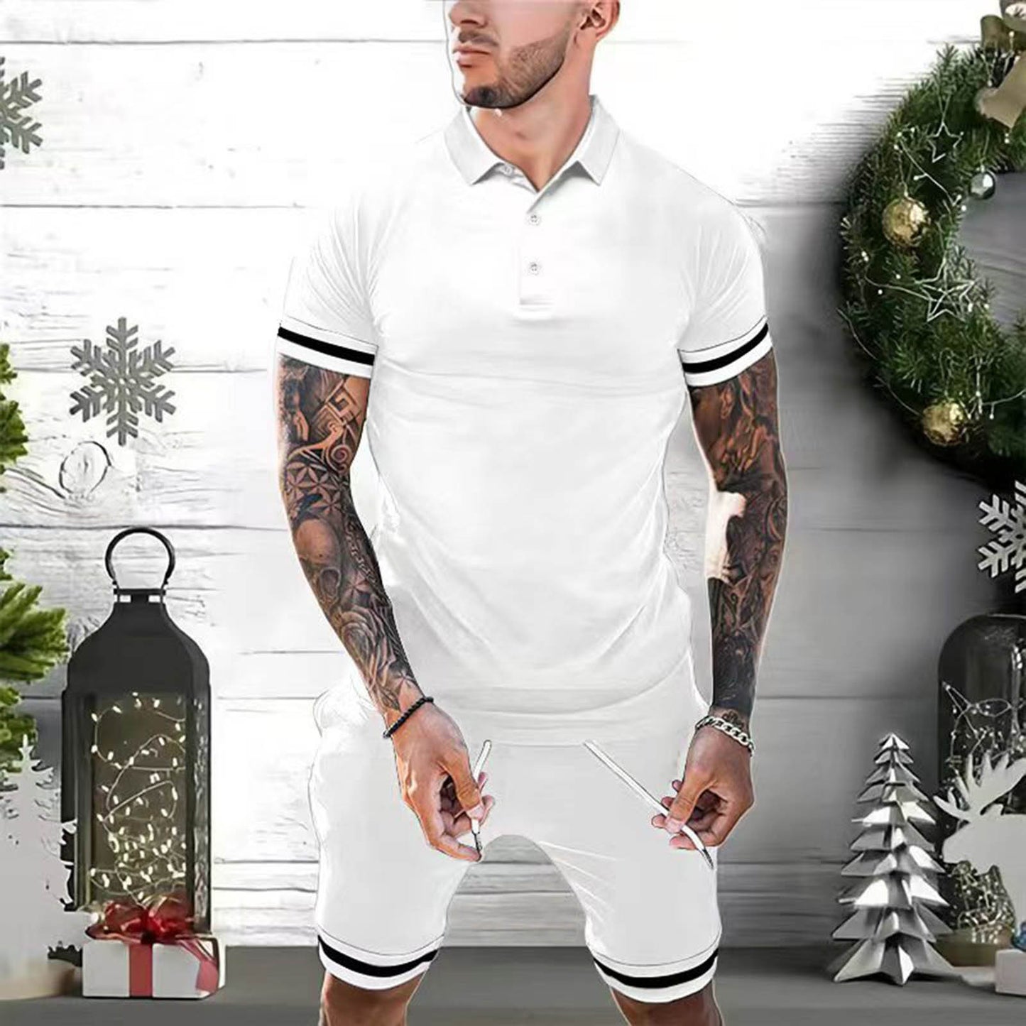 Mens Short Sets 2 Piece Outfits Polo Shirt Fashion Summer Tracksuits Casual Set Short Sleeve And Shorts Set For Men - ARCHSHOPE