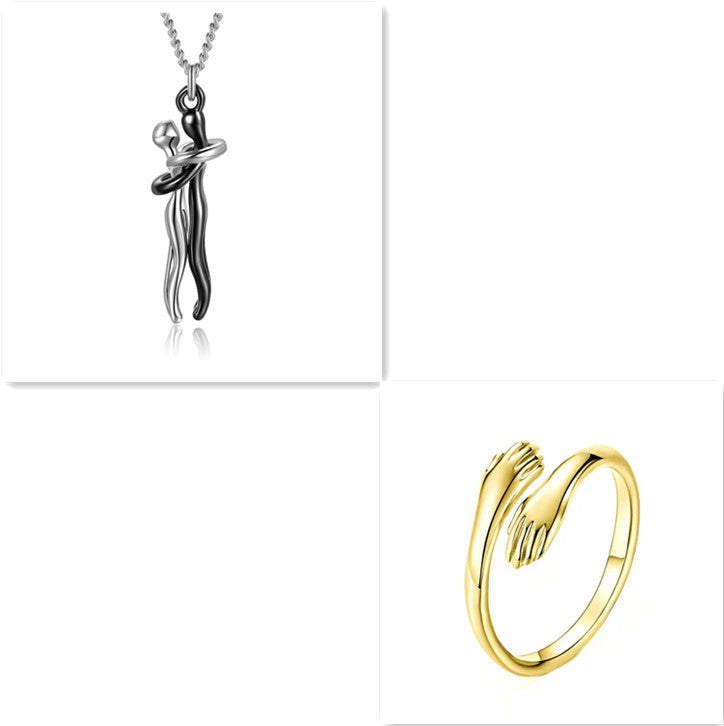 Love Hug Necklace Unisex Men Women Couple Jewelry Simple Temperament Clavicle Chain Valentines Day Lover Gift - ARCHSHOPE