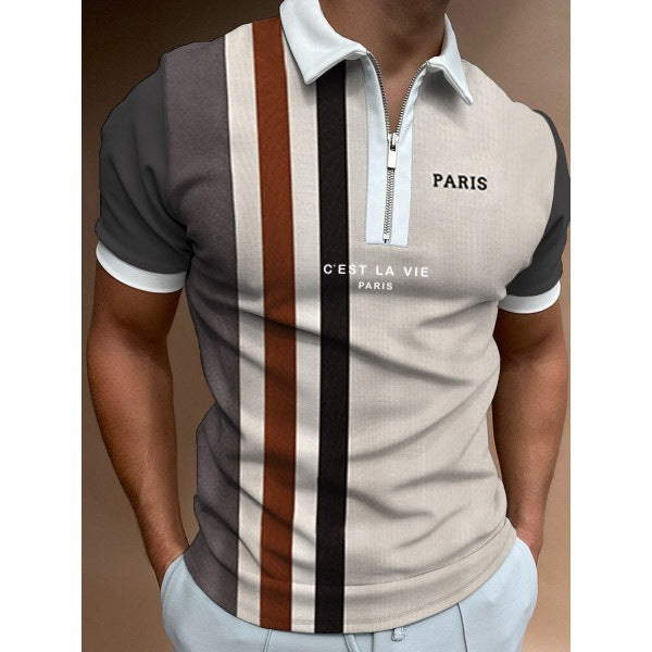 Men's Summer Polo Zipper Color Matching Sports Polo Shirt - ARCHSHOPE