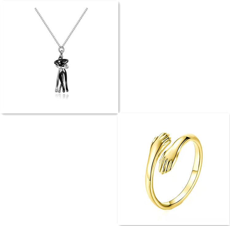 Love Hug Necklace Unisex Men Women Couple Jewelry Simple Temperament Clavicle Chain Valentines Day Lover Gift - ARCHSHOPE
