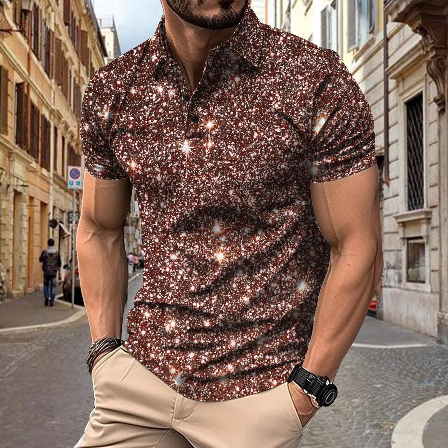 Polo Shirt Digital Printing Button Street Casual T-shirt - ARCHSHOPE