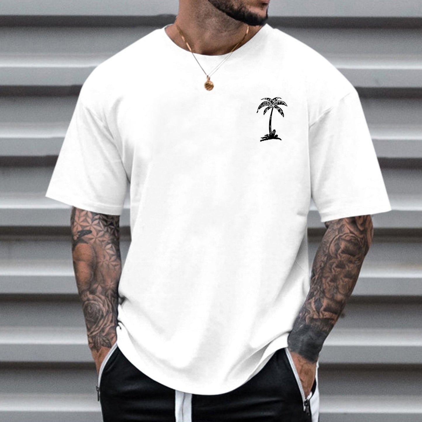 Men's Round Neck Printed Simple Pullover Short Sleeve T-shirt - ARCHSHOPE