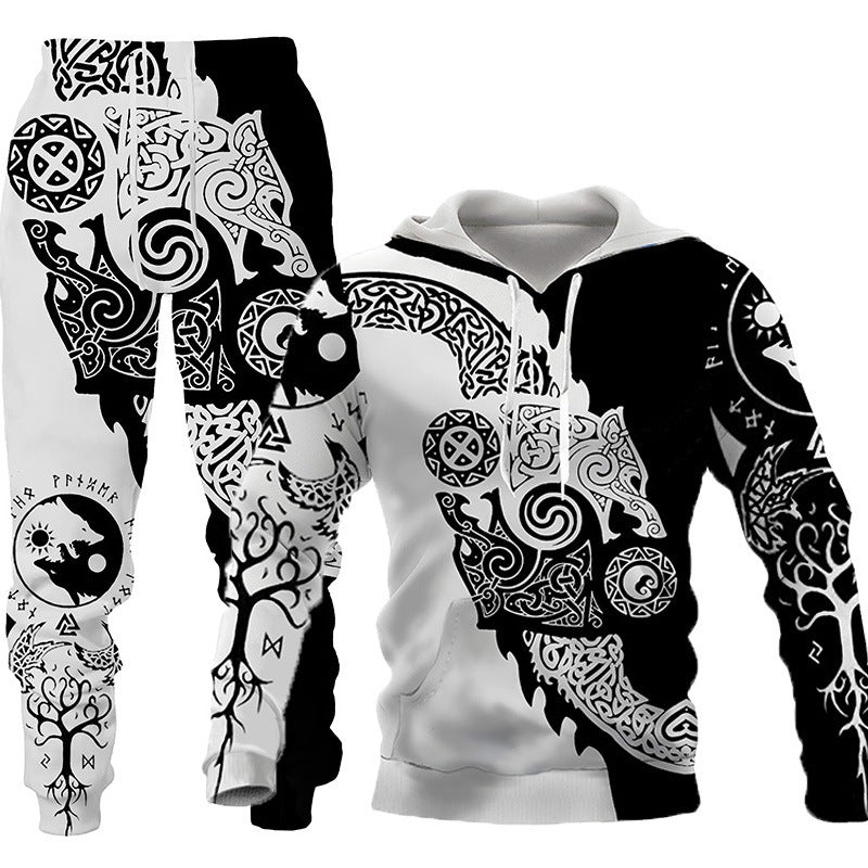 3D Wolf Print Tracksuit Men Sportswear Hooded Sweatsuit Two Piece Outdoors Running Fitness Mens Clothing Jogging Set - ARCHSHOPE
