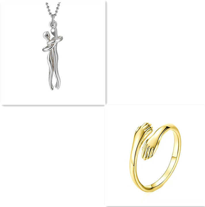 Love Hug Necklace Unisex Men Women Couple Jewelry Simple Temperament Clavicle Chain Valentines Day Lover Gift - ARCHSHOPE