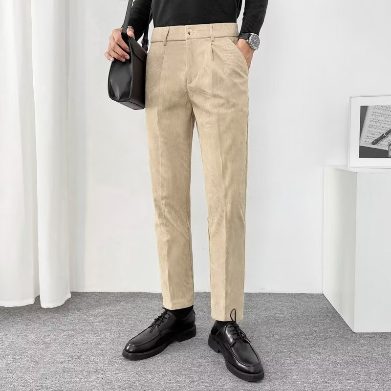 All-match Stretch Draping Suit Pants Straight Ankle Length Cargo Pants