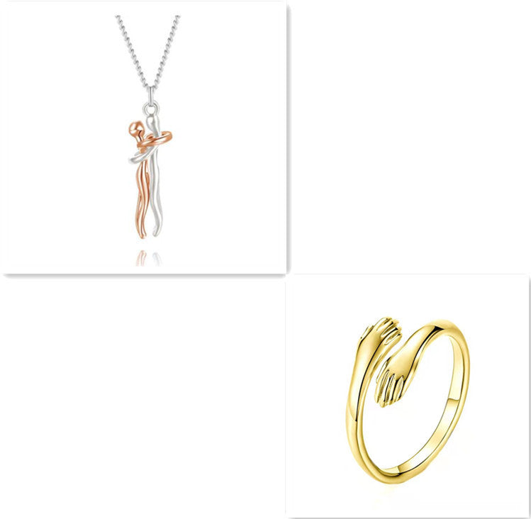 Love Hug Necklace Unisex Men Women Couple Jewelry Simple Temperament Clavicle Chain Valentines Day Lover Gift - ARCHSHOPE