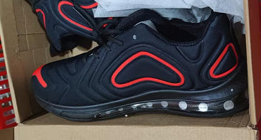 Chaussures décontractées à coussin d'air noires pour hommes, baskets respirantes à lacets pour l'extérieur, chaussures de course et de sport