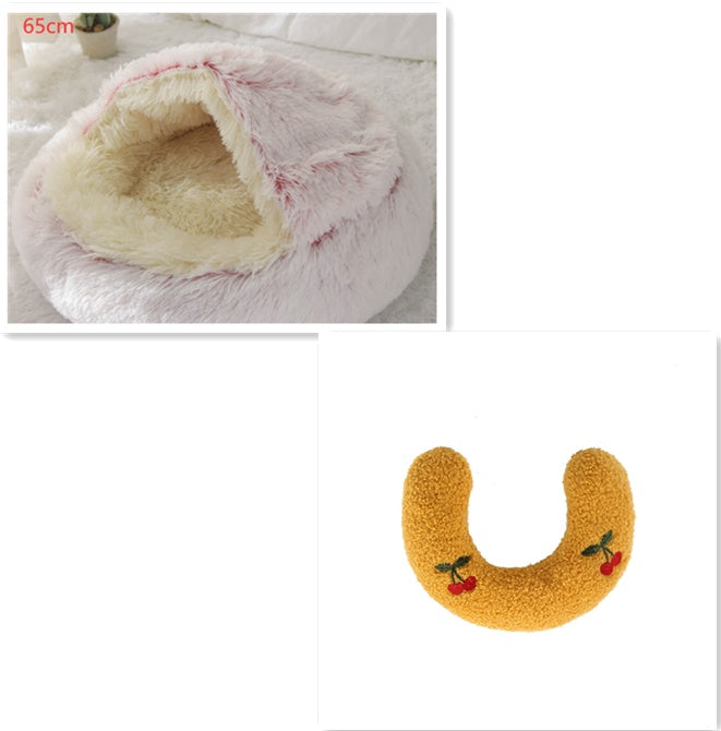 2 In 1 Dog And Cat Bed Pet Winter Bed Round Plush Warm Bed House Soft Long Plush Pets Bed Pet Products - ARCHSHOPE