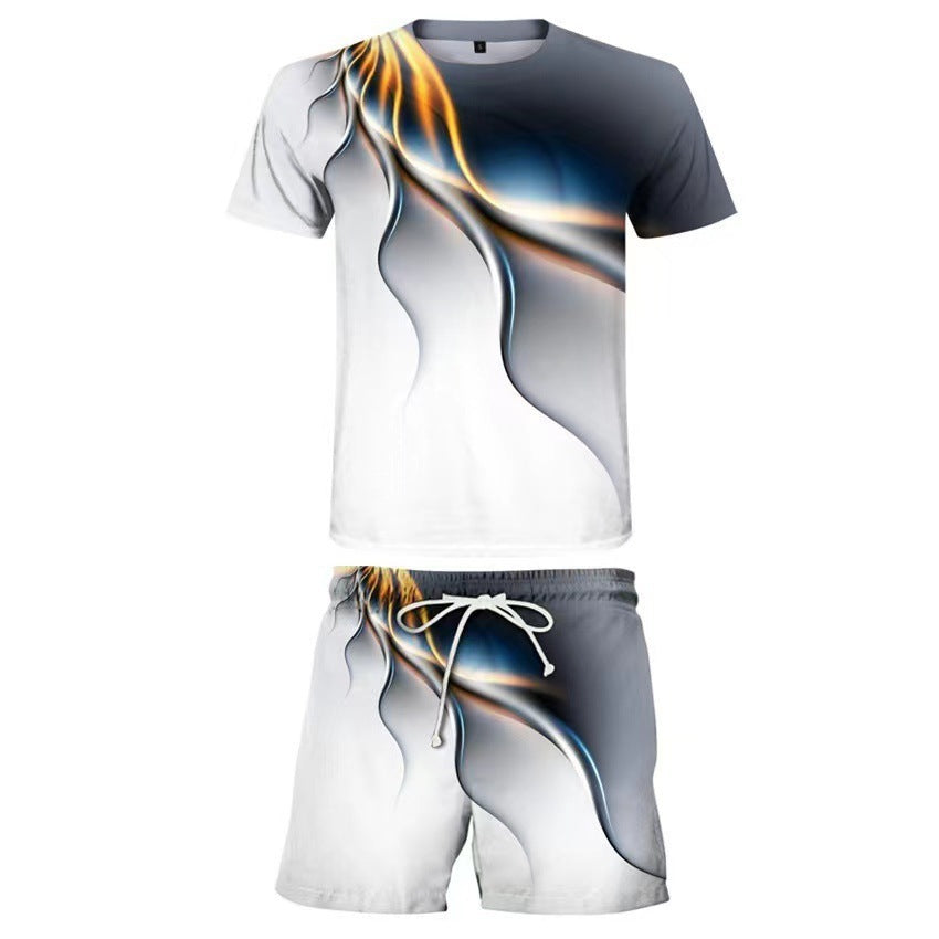 Men's Casual T-shirt Shorts Two-piece Printed Sportswear - ARCHSHOPE