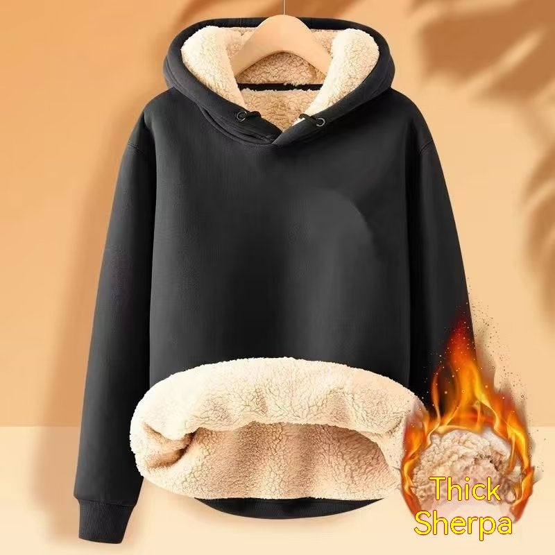 Men's Fleece Hoodie Winter Lined Padded Warm Keeping Loose Hooded Sweater - ARCHSHOPE