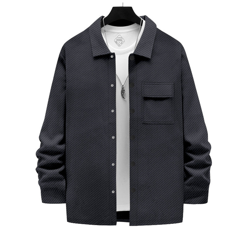 Men's Retro Casual Jacquard Knitted Lapel Shirt Jacket - ARCHSHOPE
