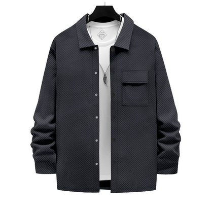 Men's Retro Casual Jacquard Knitted Lapel Shirt Jacket - ARCHSHOPE