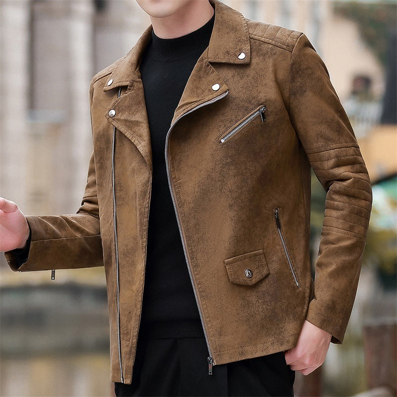 Fashion Velvet Padded Leather Coat Men's Suit Collar - ARCHSHOPE