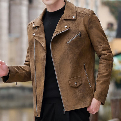 Fashion Velvet Padded Leather Coat Men's Suit Collar - ARCHSHOPE