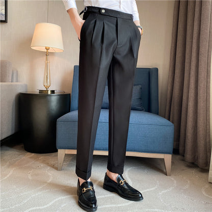 Thin Draping Belt Casual Pants Trendy Men's Suit Pants