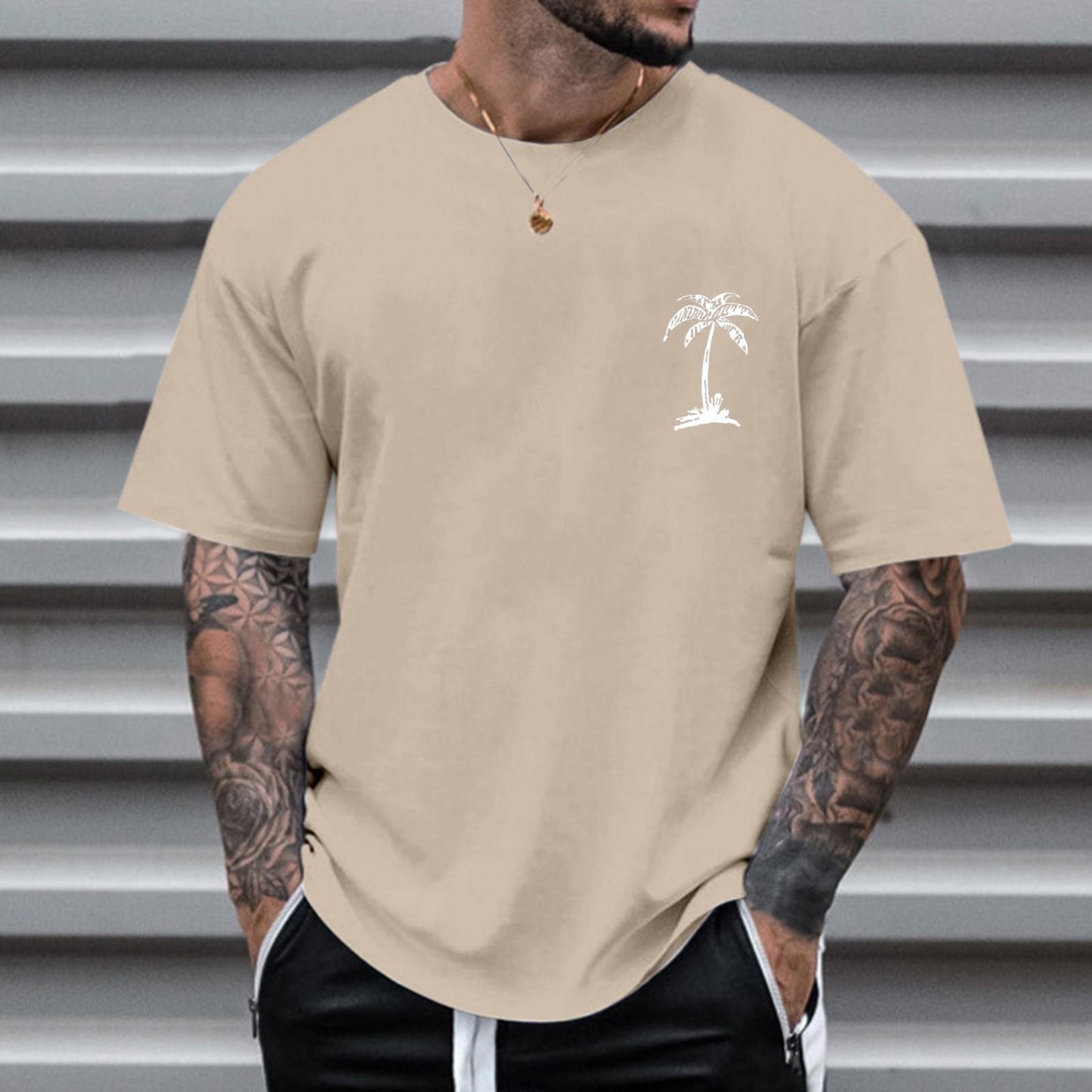 Men's Round Neck Printed Simple Pullover Short Sleeve T-shirt - ARCHSHOPE