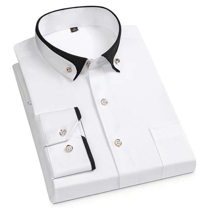 Men's Business Shirt Long Sleeve Non-ironing Four Sides
