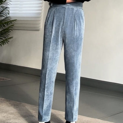 Mid-High Waist Suit Pants Men's Casual Pants Slim Drooping Straight