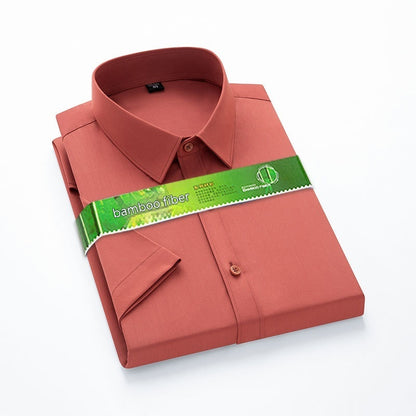 Bamboo Fiber Business Casual Solid Color Work Shirt Men