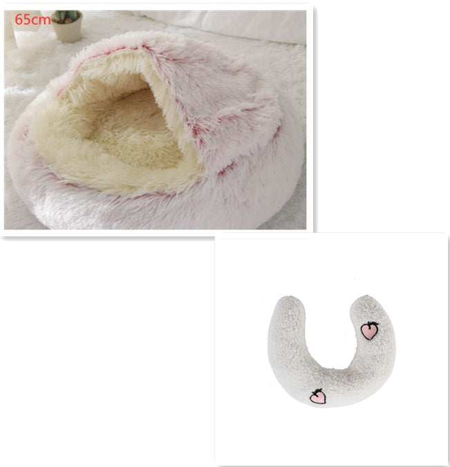 2 In 1 Dog And Cat Bed Pet Winter Bed Round Plush Warm Bed House Soft Long Plush Pets Bed Pet Products - ARCHSHOPE