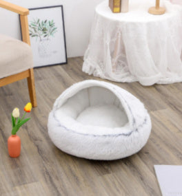 2 In 1 Dog And Cat Bed Pet Winter Bed Round Plush Warm Bed House Soft Long Plush Pets Bed Pet Products - ARCHSHOPE