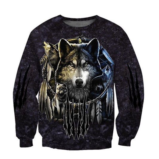 Darkness Dreamcatcher Wolf 3D Printed Men Hoodies Sweatshirt - ARCHSHOPE