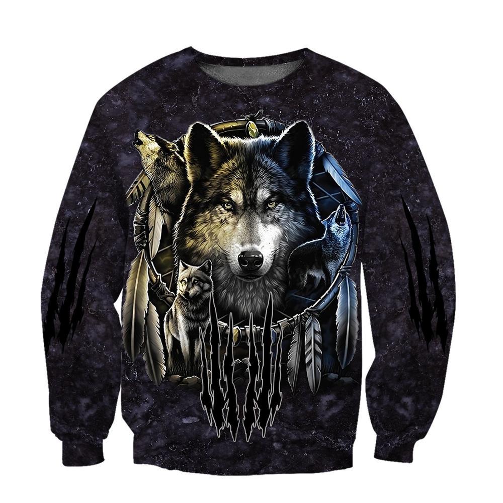 Darkness Dreamcatcher Wolf 3D Printed Men Hoodies Sweatshirt - ARCHSHOPE