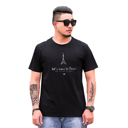 Eiffel Tower Printed T-Shirt Men's Loose Plus Size - ARCHSHOPE