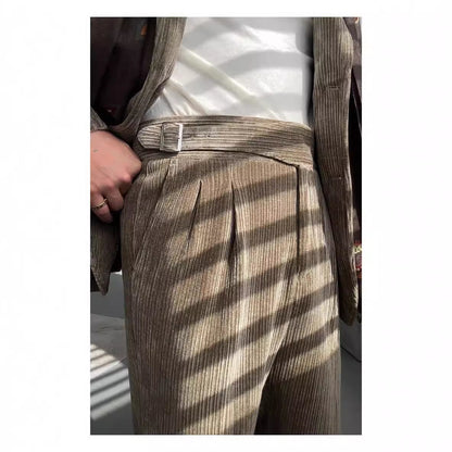 Mid-High Waist Suit Pants Men's Casual Pants Slim Drooping Straight